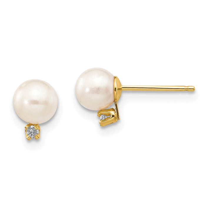 Buy Exclusive 14K White Gold Pearl & Diamond Stud Earrings - Stylish Value!-1