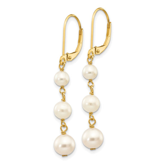 Buy Stylish 14K White Gold Pearl Dangle Earrings - 4-6mm, Luxury Design