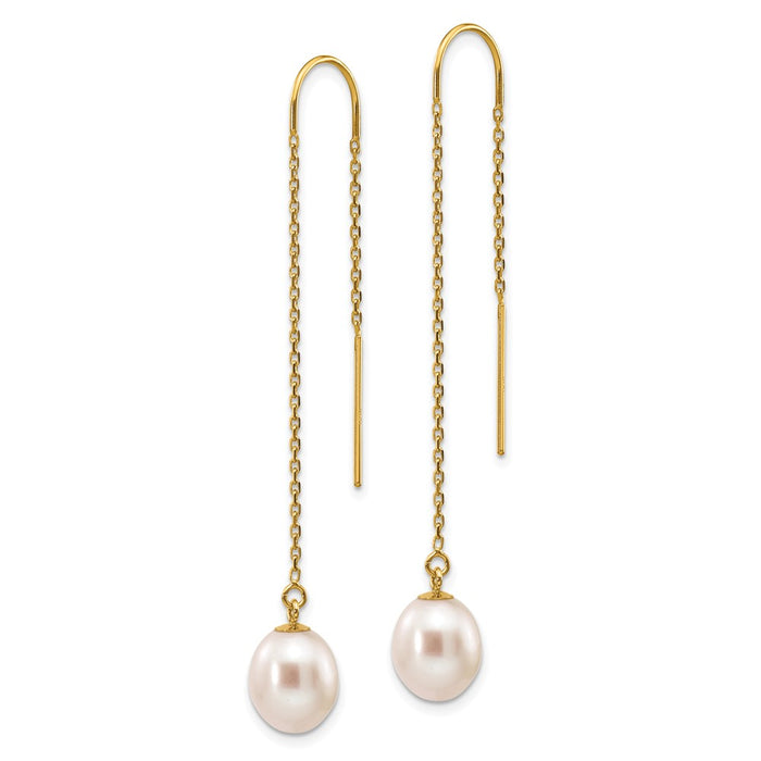 Shop Stylish 14K Gold 7-8mm White Rice Freshwater Pearl Dangle Earrings-2
