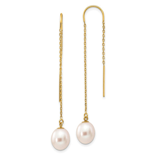 Shop Stylish 14K Gold 7-8mm White Rice Freshwater Pearl Dangle Earrings