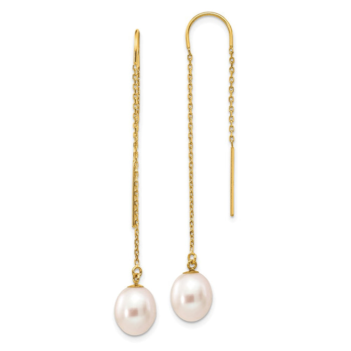 Shop Stylish 14K Gold 7-8mm White Rice Freshwater Pearl Dangle Earrings-1