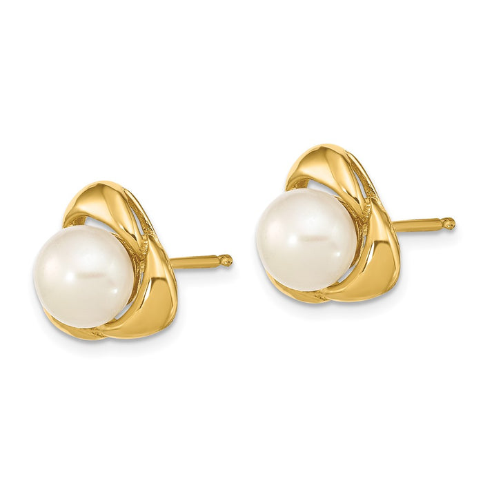 Shop Exclusive 14K White Gold Freshwater Pearl Button Earrings - Stylish 5-6mm-2