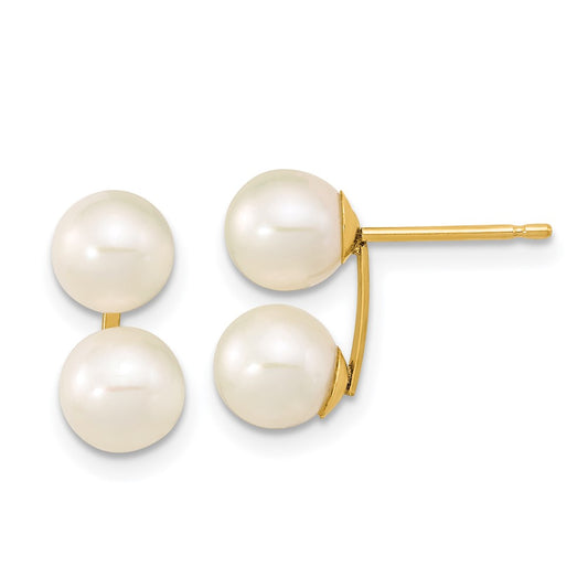 Buy High-Quality 14K Gold Double Pearl Post Earrings - 6-7mm Freshwater Value