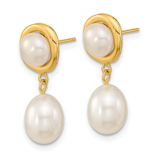 Buy Stylish 14K White Gold Freshwater Cultured Pearl Dangle Earrings - 5-7mm