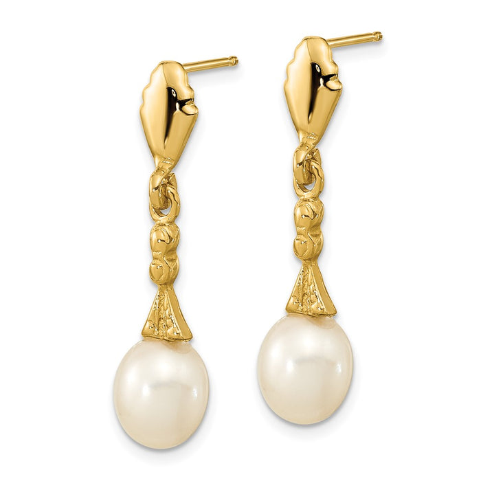 Shop Stylish 14K Gold Dangle Earrings with 5-6mm White Pearls - Luxury Value!-2