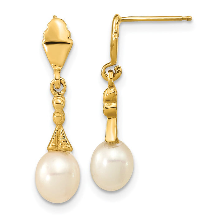 Shop Stylish 14K Gold Dangle Earrings with 5-6mm White Pearls - Luxury Value!-1