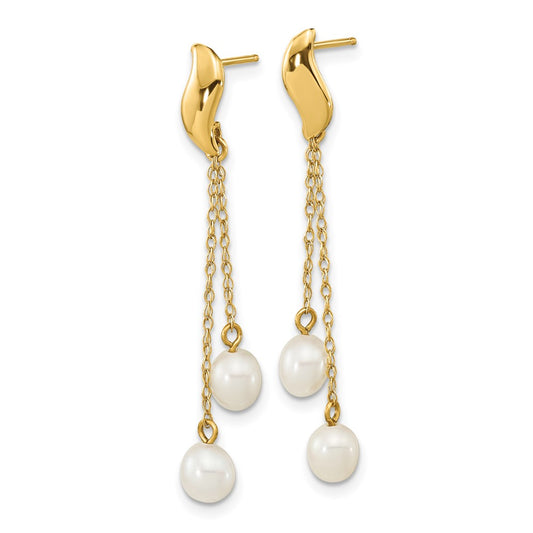 Shop Stylish 14K White Gold Dangle Earrings with 4-5mm Freshwater Pearls