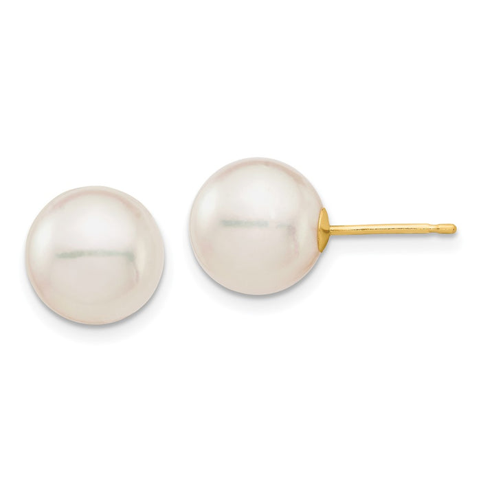 Shop Stylish 14K White Gold Akoya Pearl Stud Earrings - 9-10mm Luxury Value!-1