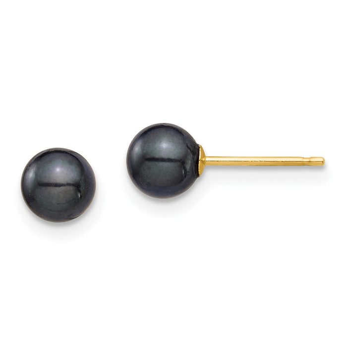 Buy Stylish 14K Gold Black Akoya Pearl Stud Earrings - 5-6mm, Affordable Luxury-1