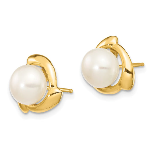 Shop Exclusive 14K White Gold Freshwater Pearl Button Earrings - 7-8mm Luxury