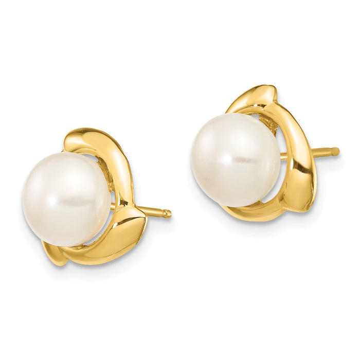 Shop Exclusive 14K White Gold Freshwater Pearl Button Earrings - 7-8mm Luxury-2