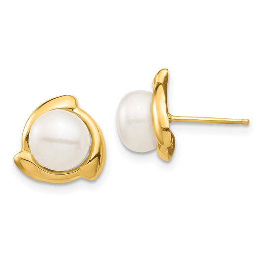 Shop Exclusive 14K White Gold Freshwater Pearl Button Earrings - 7-8mm Luxury
