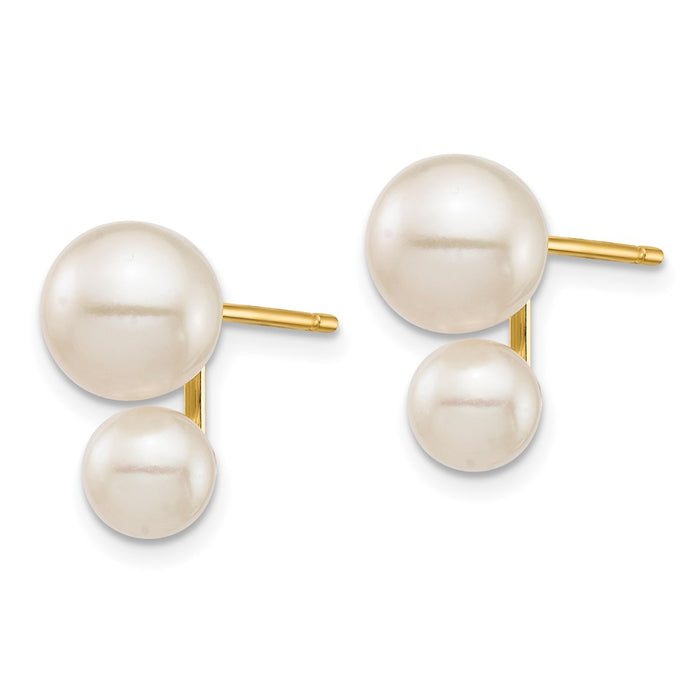 Buy Stylish 14K White Gold Double Pearl Earrings - 5mm & 7mm Freshwater Pearls-2