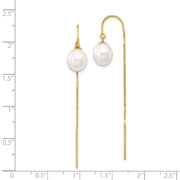 Buy Stylish 14K White Gold Threader Earrings with 7-8mm Freshwater Pearls-4