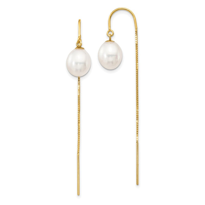 Buy Stylish 14K White Gold Threader Earrings with 7-8mm Freshwater Pearls-1