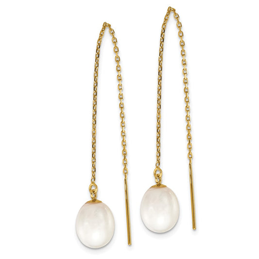 Buy Stylish 14K Gold Threader Earrings with 7-8mm Freshwater Pearls