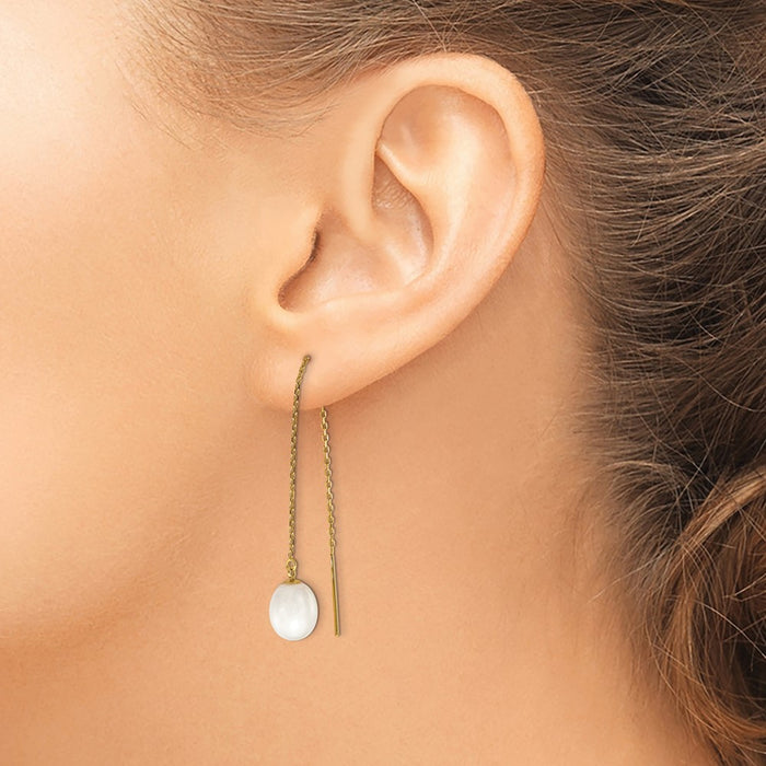Buy Stylish 14K Gold Threader Earrings with 7-8mm Freshwater Pearls-3