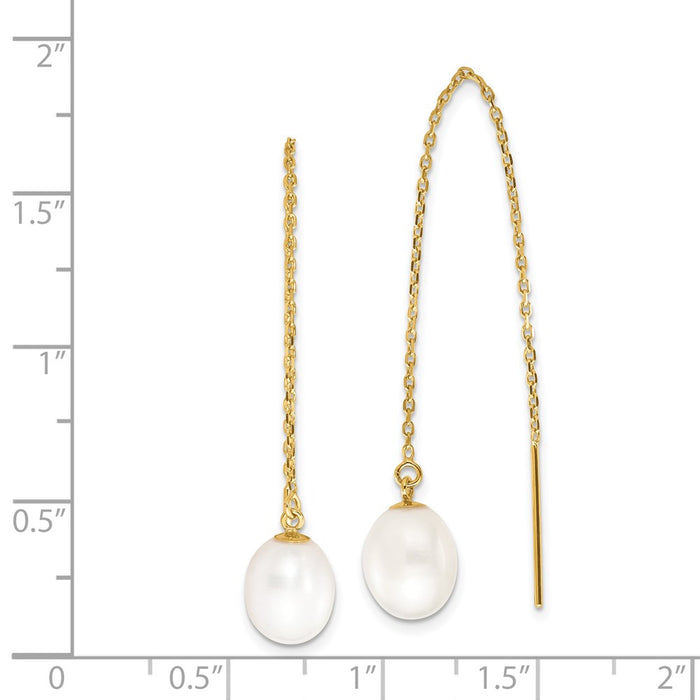 Buy Stylish 14K Gold Threader Earrings with 7-8mm Freshwater Pearls-4