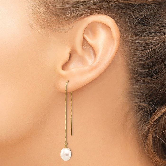 Buy Stylish 14K Gold Threader Earrings | 7-8mm Freshwater Pearls-3