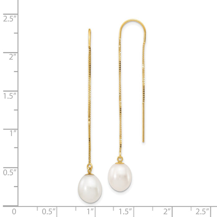 Buy Stylish 14K Gold Threader Earrings | 7-8mm Freshwater Pearls-4