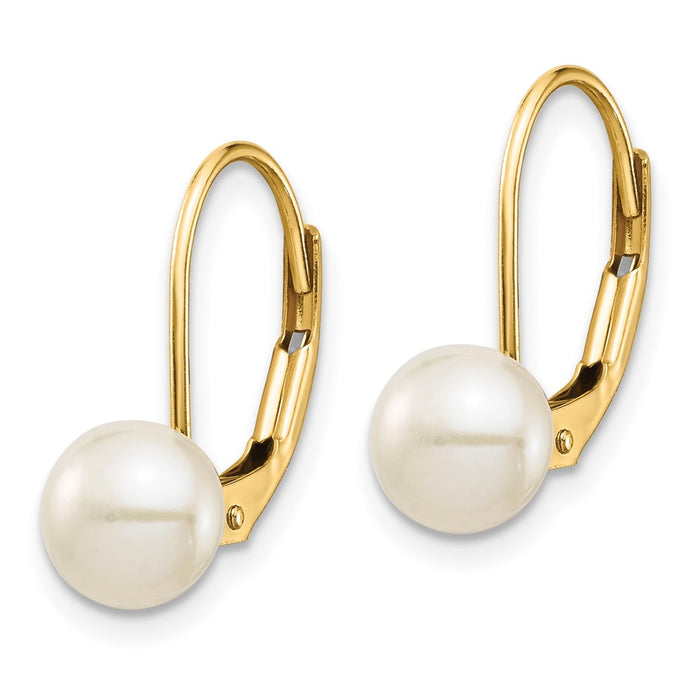 Shop Stylish 14K White Gold Leverback Earrings with 6-7mm Freshwater Pearls-2
