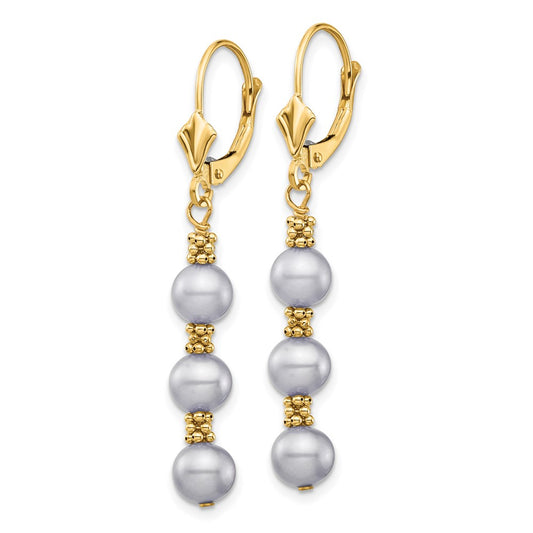 Exclusive 14K Gold Grey Pearl Dangle Earrings | Stylish 5-6mm Design
