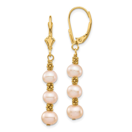 Buy Exclusive 14K Gold Pearl Dangle Earrings - 5-6mm, Stylish & Affordable