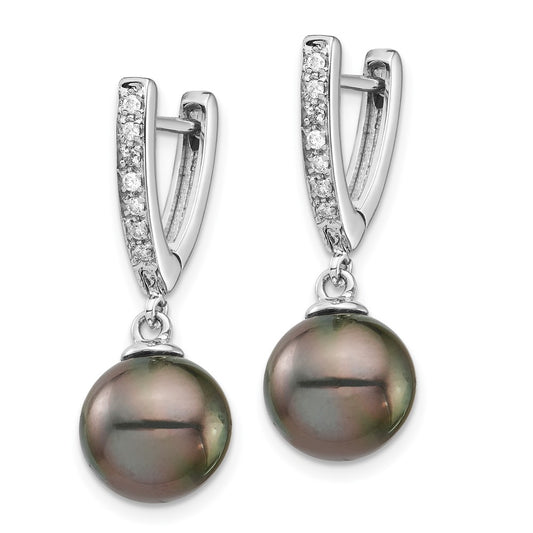Shop Stylish 14K White Gold Dangle Earrings with 9-10mm Tahitian Pearls