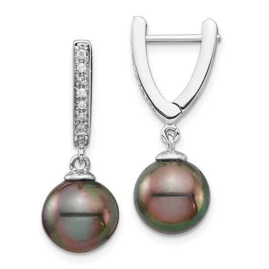 Shop Stylish 14K White Gold Dangle Earrings with 9-10mm Tahitian Pearls