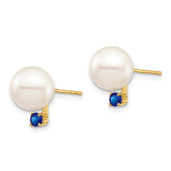 Shop Stylish 14K White Gold Freshwater Pearl Earrings with .18ct Sapphire Accents-2