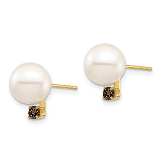 Shop Designer 14K White Gold Freshwater Pearl & .18ct Smoky Quartz Earrings