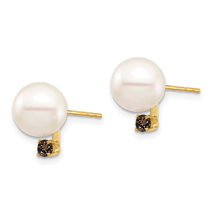 Shop Designer 14K White Gold Freshwater Pearl & .18ct Smoky Quartz Earrings-2