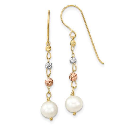 Buy Exclusive 14K Two-Tone Freshwater Cultured Pearl Dangle Earrings - Stylish!