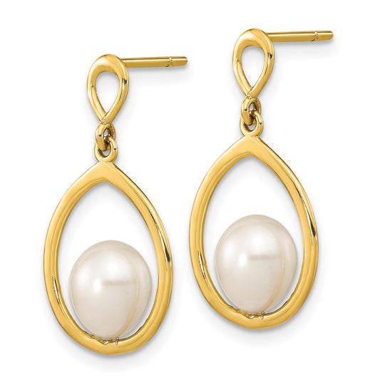 Shop Stylish 14K Gold Freshwater Pearl Dangle Earrings, 6-7mm, Luxury Design
