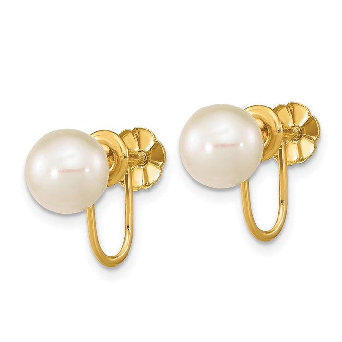Buy Stylish 14K White Gold Earrings with 7-8mm Freshwater Pearls - Luxury Value-2