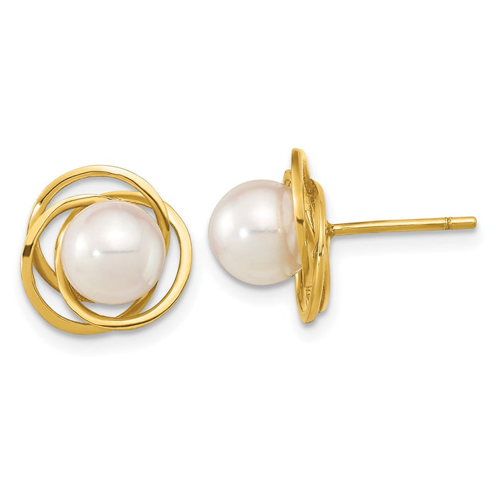 High-Quality 14K White Gold 6-7mm Akoya Pearl Stud Earrings - Stylish Value!-1