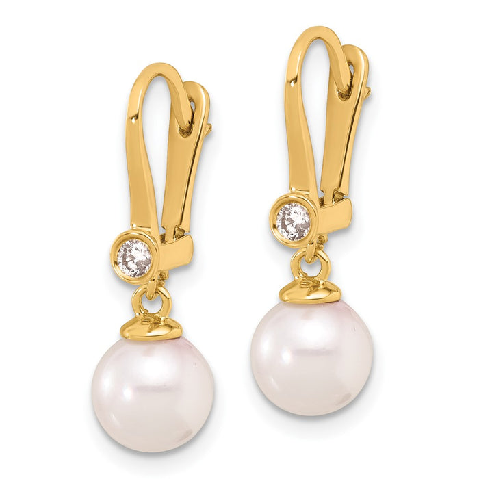 High-Quality 14K Gold Akoya Pearl & Diamond Drop Earrings - Stylish Value!-2