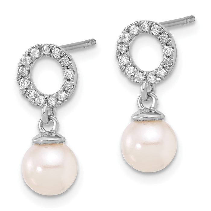 Shop Stylish 14K White Gold Dangle Earrings with 6-7mm Akoya Pearls & .20ct Diamond-2