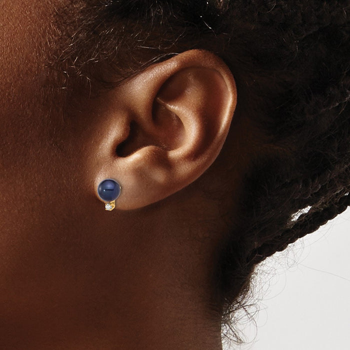 Exclusive 14K Gold Black Pearl Earrings with .06 Carat Diamonds - Stylish Value-3