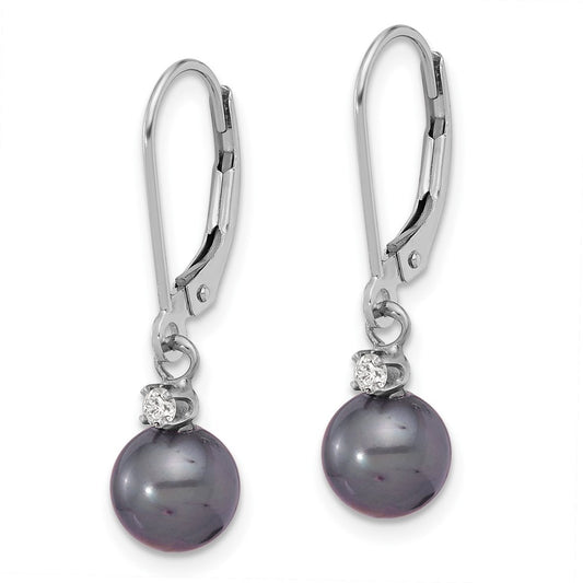 Shop Exclusive 14K White Gold Dangle Earrings with 7-8mm Pearls & Diamonds