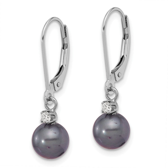 Shop Exclusive 14K White Gold Dangle Earrings with 7-8mm Pearls & Diamonds-2