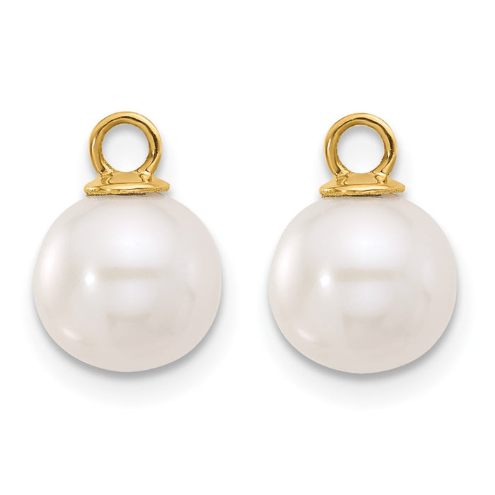 Shop Stylish 14K Gold Dangle Hoop Earrings with 7-8mm Pearl Gems-7
