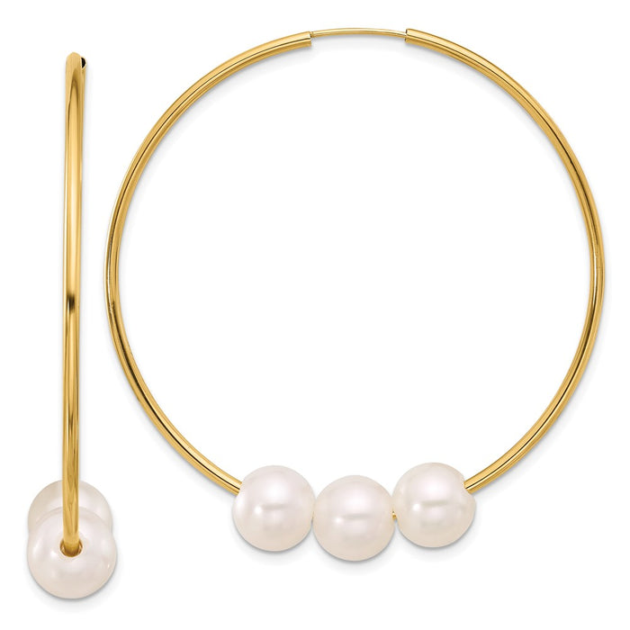 Shop Exclusive 14K Gold Infinity Hoop Earrings with 8-9mm Freshwater Pearls - Stylish Value!-1