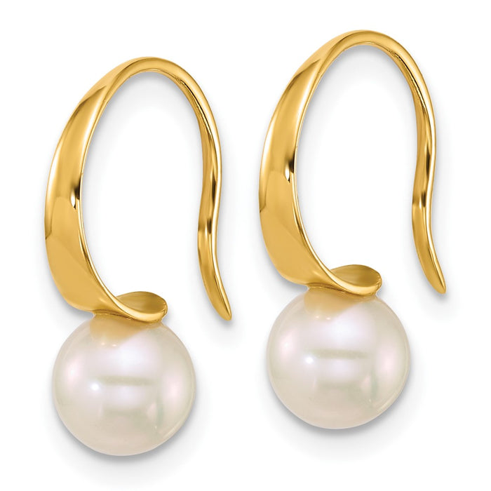 Buy Stylish 14K Gold Dangle Earrings with 6-7mm White South Sea Pearls-2