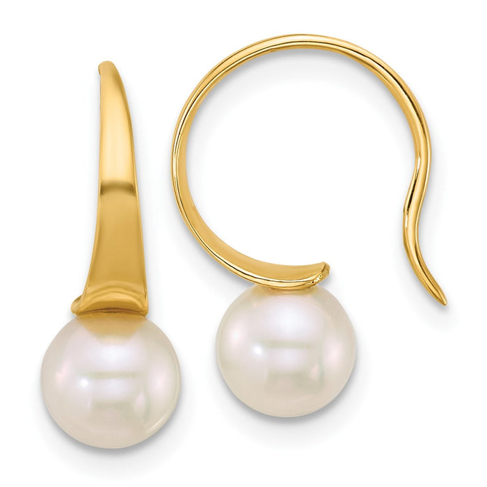 Buy Stylish 14K Gold Dangle Earrings with 6-7mm White South Sea Pearls-1