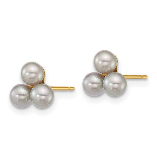 High-Quality 14K Gold Grey Freshwater Pearl Button Earrings - Stylish Value!