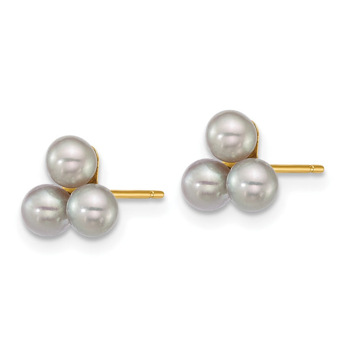 High-Quality 14K Gold Grey Freshwater Pearl Button Earrings - Stylish Value!-2