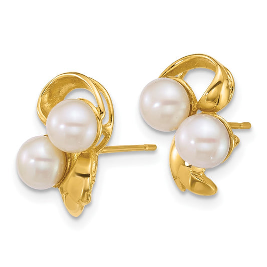 Shop Stylish 14K Polished White Freshwater Pearl Post Earrings - 5-6mm Set