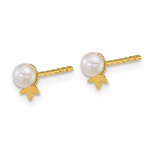 Shop Stylish 14K Gold Crown Post Earrings with 3-4mm Freshwater Pearls