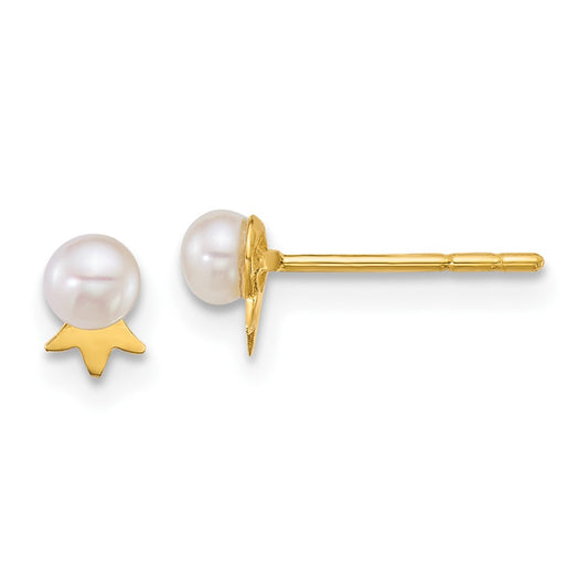 Shop Stylish 14K Gold Crown Post Earrings with 3-4mm Freshwater Pearls